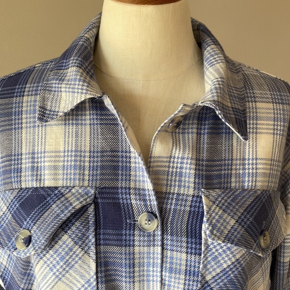 ASHLEY by 26 International women’s Plaid button down SHACKET / shirt relaxed SM - Picture 3 of 15